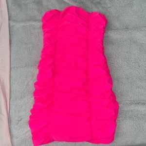 HOT PINK TUBE RUFFLE DRESS by TIGER MIST💗